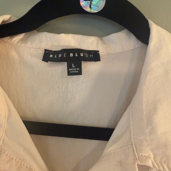 Utility Cargo Jumpsuit by Blue Blush – Soft Pink, Pockets, Button Front Large - Picture 2 of 11